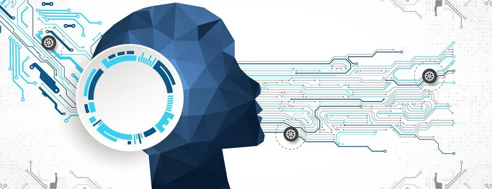 Artificial intelligence (AI) Machine cyber mind. Technology vector background Stock Illustration