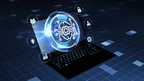Artificial intelligence (AI), machine learning and modern computer technologi Vídeo Stock 152578901