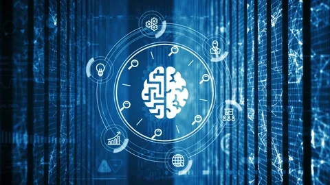 Artificial intelligence (AI), machine learning and modern computer technologi Stock Footage 153759179