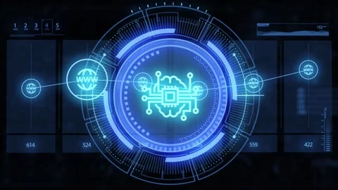 Artificial intelligence (AI), machine learning and modern computer technolo.. Stock Footage 309361530