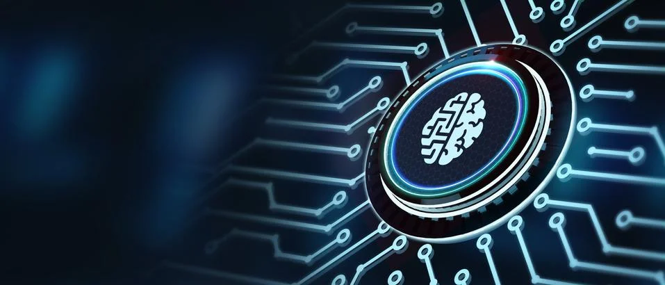 Artificial intelligence (AI), machine learning and modern computer technologi 스톡 일러스트