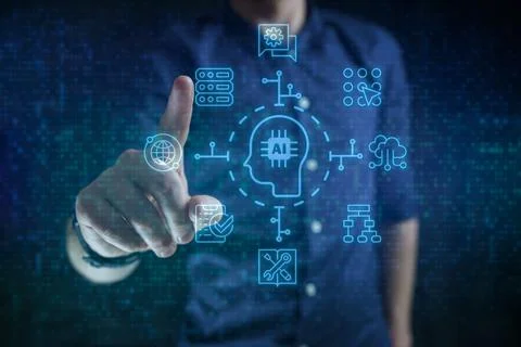 Artificial intelligence AI machine learning concept Stock Photos