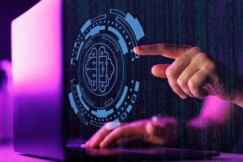 Artificial intelligence AI machine learning concept Stock Photos