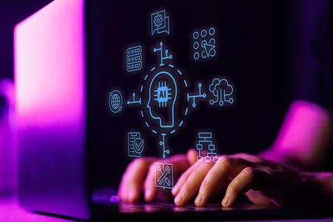 Artificial intelligence AI machine learning concept Stock Photos