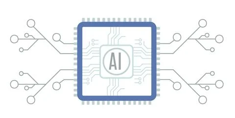 Artificial intelligence ai microchip processing digital data 스톡 일러스트