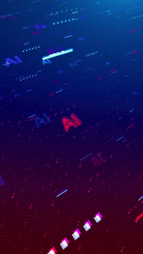 Artificial Intelligence AI Neon Digital Technology Background 库存影片 341359463