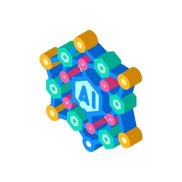 Artificial intelligence ai neural network isometric icon Stock Illustration