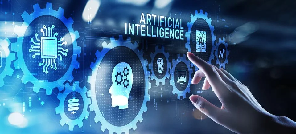 Artificial intelligence AI Neural network deep machine learning concept Fotos Stock