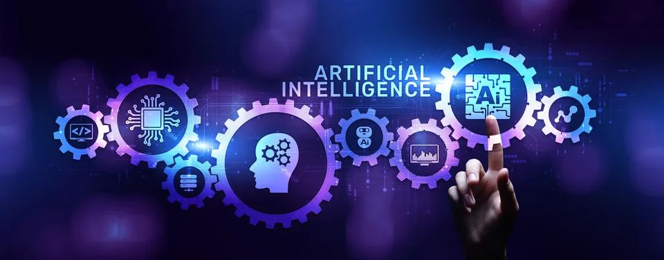 Artificial intelligence AI Neural network deep machine learning concept Fotos Stock