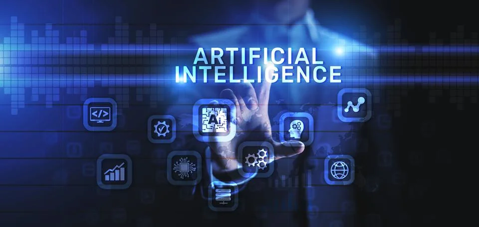 Artificial intelligence AI Neural network deep machine learning concept Fotos Stock