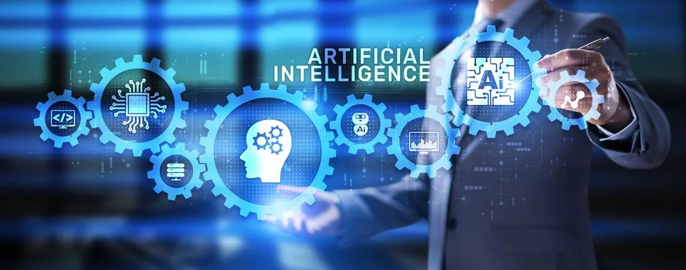 Artificial intelligence AI Neural network deep machine learning concept. Fotos Stock