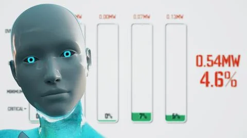 Artificial Intelligence AI Power Outage Blackout Graphs 스톡 일러스트