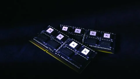 Artificial intelligence ai processor chip on computer memory module Stock Footage 338329011