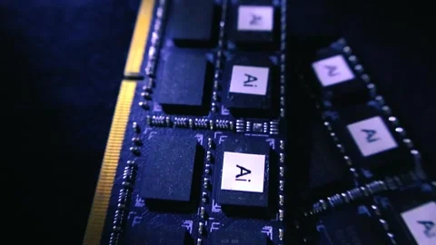 Artificial Intelligence AI Processor Chip on a Memory Module Stock Footage 340848837