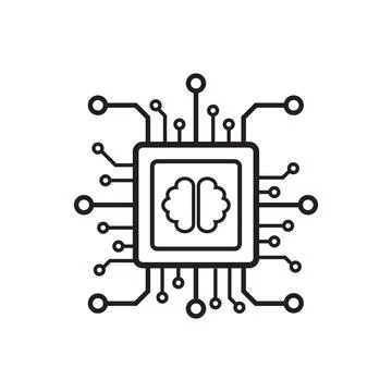 Artificial intelligence AI processor chip vector icon symbol for graphic desi Illustrazione stock