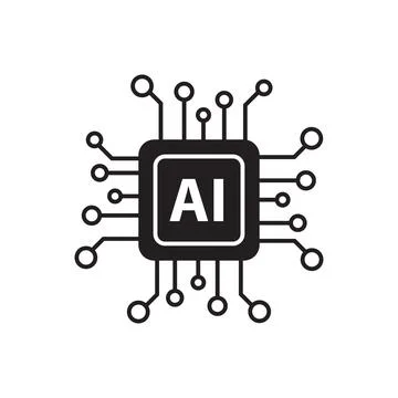 Artificial intelligence AI processor chip vector icon symbol for graphic desi Stock Illustration