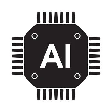 Artificial intelligence AI processor chip vector icon symbol for graphic desi Stock Illustration