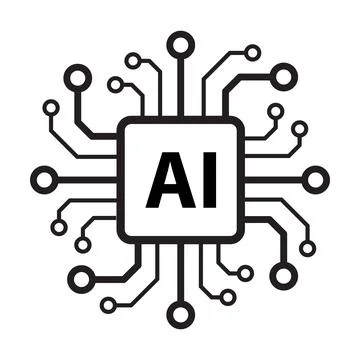 Artificial intelligence AI processor chip vector icon symbol for graphic desi Stock Illustration