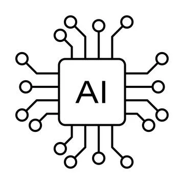 Artificial intelligence AI processor chip vector icon symbol for graphic desi 스톡 일러스트