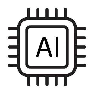 Artificial intelligence AI processor chip vector icon symbol for graphic desi Stock Illustration