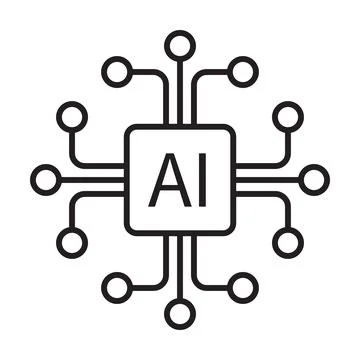 Artificial intelligence AI processor chip vector icon symbol for graphic desi Stock Illustration