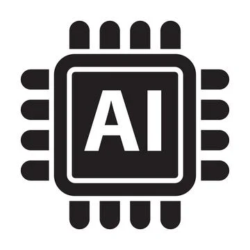 Artificial intelligence AI processor chip vector icon symbol for graphic desi Stockillustratie
