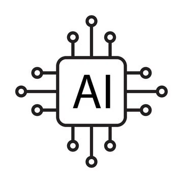 Artificial intelligence AI processor chip vector icon symbol for graphic desi Stock Illustration