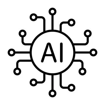 Artificial intelligence AI processor chip vector icon symbol for graphic desi Stockillustratie