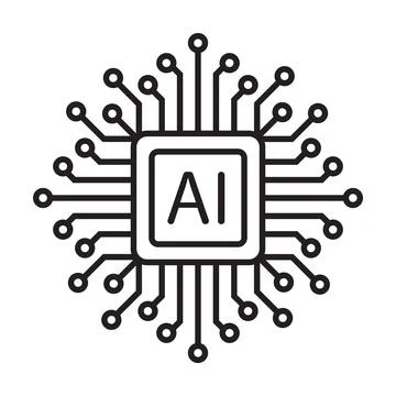 Artificial intelligence AI processor chip vector icon symbol for graphic desi Stockillustratie