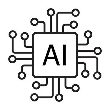 Artificial intelligence AI processor chip vector icon symbol for graphic desi Stock-Illustration
