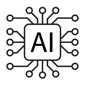 Artificial intelligence AI processor chip vector icon symbol for graphic desi Stockillustratie