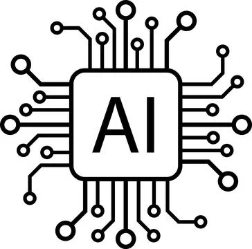 Artificial intelligence AI processor chip vector icon symbol for graphic desi Stock-Illustration