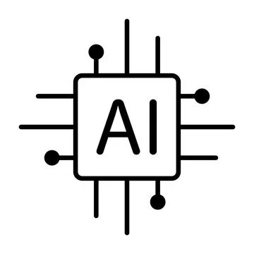 Artificial intelligence AI processor chip vector icon symbol for graphic desi Stock Illustration