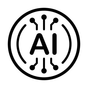 Artificial intelligence AI processor chip vector icon symbol for graphic desi Stock Illustration