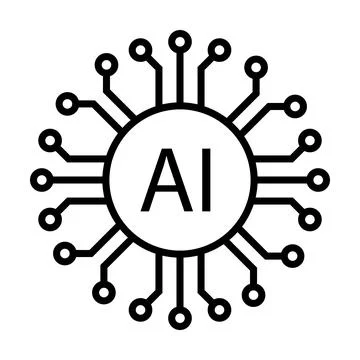 Artificial intelligence AI processor chip vector icon symbol for graphic de.. Stock Illustration