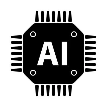 Artificial intelligence AI processor chip vector icon symbol for graphic de.. Stock Illustration
