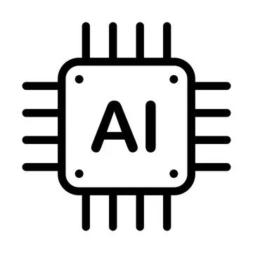 Artificial intelligence AI processor chip vector icon symbol for graphic de.. Illustrazione stock