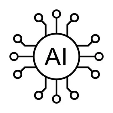 Artificial intelligence AI processor chip vector icon symbol for graphic de.. Stock Illustration