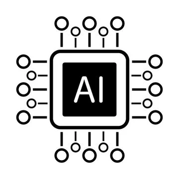 Artificial intelligence AI processor chip vector icon symbol for graphic de.. Stock Illustration