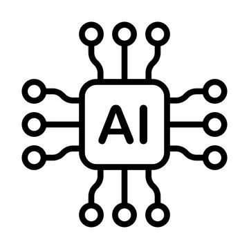 Artificial intelligence AI processor chip vector icon symbol for graphic de.. Stock Illustration