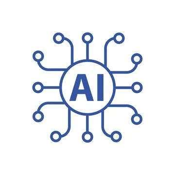 Artificial intelligence AI processor chip vector icon symbol 스톡 일러스트