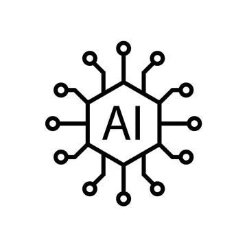 Artificial intelligence AI processor chip vector icon. Processor circuit ai line Illustrazione stock