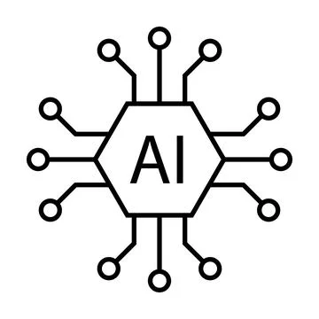 Artificial intelligence AI processor chip vector icon symbol for graphic de.. Illustrazione stock
