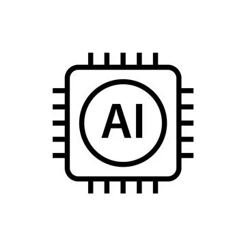 Artificial intelligence AI processor chip vector icon. Processor circuit ai line Stockillustratie