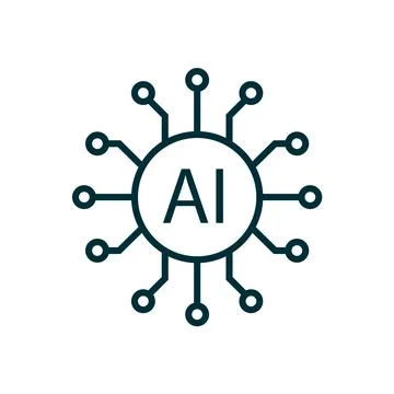 Artificial intelligence AI processor chip vector icon. Processor circuit ai line Stock Illustration