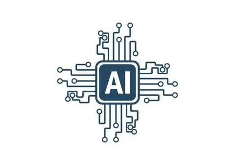 Artificial intelligence AI processor chip Icon Logo Design Stock Illustration