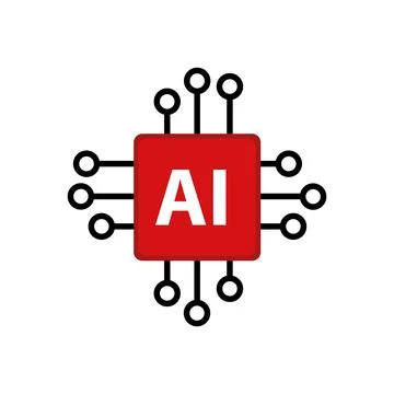 Artificial intelligence AI processor chip vector icon. Processor circuit ai Stock Illustration