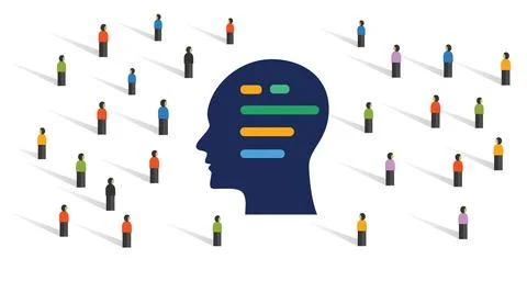 Artificial intelligence AI public crowd response massive implementation Stock Illustration