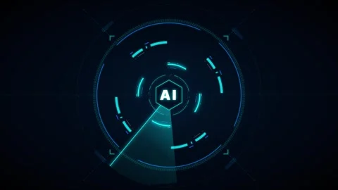 Artificial intelligence ai radar scan hud interface digital technology moti.. Stock Footage 337558372