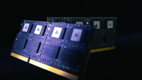 Artificial Intelligence AI RAM Modules on Black Background Stock Footage 338994270